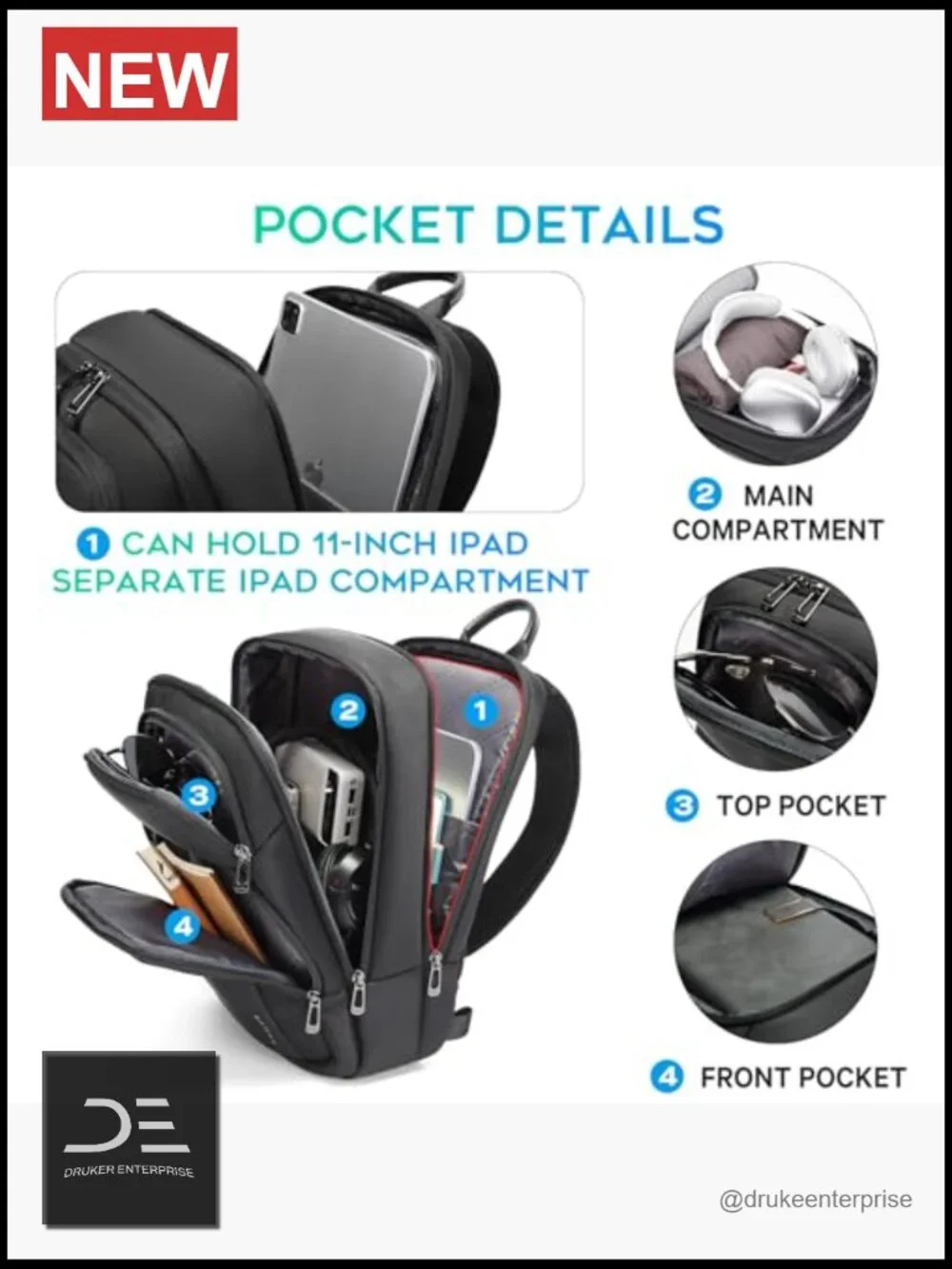 Waterproof Sling Bag with Tablet Compartment Crossbody Backpack